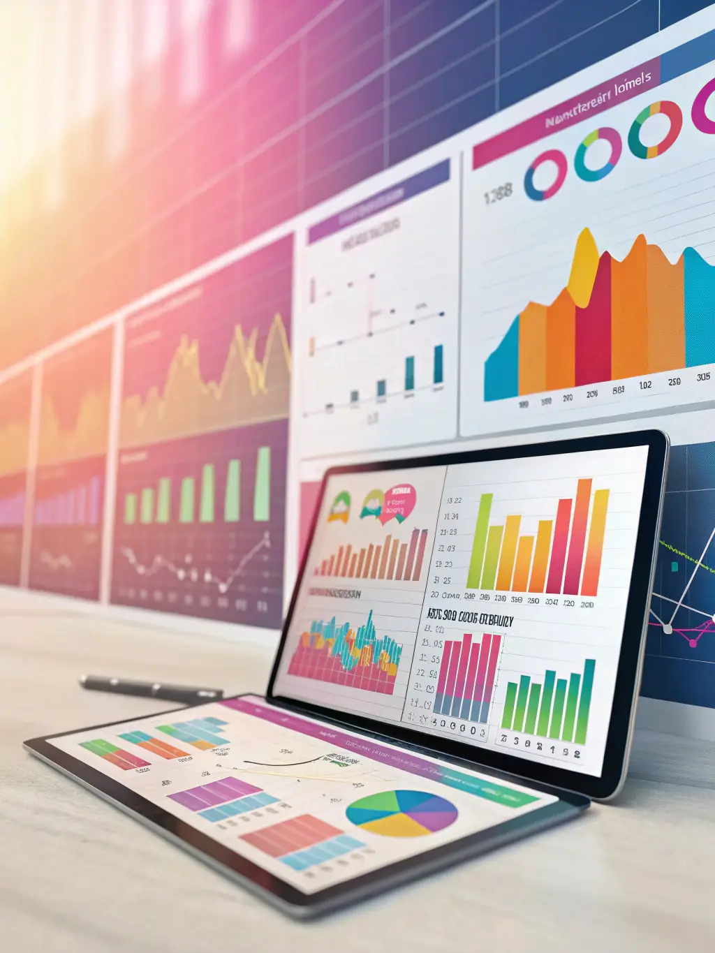 A visually appealing infographic showcasing various data visualization techniques, including bar charts, scatter plots, and heatmaps, against a clean, professional background.